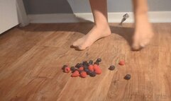 Fifi smooshing blueberries and raspberries in nude pantyhose *new*