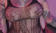 Fishnet Fatale: Jerkoff Instructions with a Side of Tit Teasing