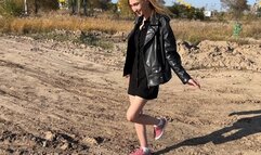 girl in sneakers and white socks walks through dirty puddles (reissue)