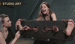 Astrid the Tickler and Leya the Ticklee Part 2 - Barefoot Tickling in Single Stocks (FULL HD MP4)