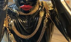 Golden Rubber Beauty puts on Gas Mask and enjoys herself