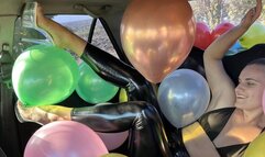 Balloon Party in the Car - Explodes Balls With Ass - High Heels - Car Sex - Ass Worship - Foot Fetish - Balloon Licking - Balloon Popping - Balloon Jumping - Nipple Licking - Latex Balloons - Swimsuit - Bikini - Big Ass - Balloon Footjob - Balloon Sex - P