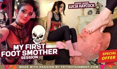 My first foot smother session ( Foot Domination with socks and bare feet with Gothic Queen Lucia Haycock ) - 4K UHD MP4