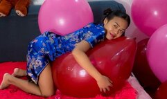 Sexy Camylle Sits To Pop Your BIG 18 Inch China Balloons In A Traditional Asian Dress