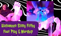 Halloween Slimy Filthy Foot Play and Worship - with Talking