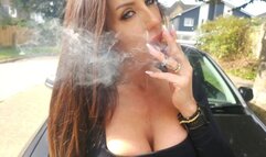 Step Mommy Charlie Monaco Smoking on the car