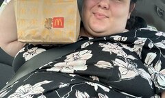 Big Fast Food Breakfast in My Car, Pulling My Tits and Belly Out