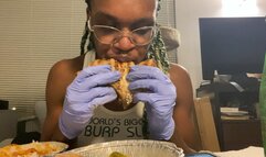 Gassy Bearded Chick Stuffs Her Face With Porkchops & Rice