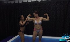 oiled flexing, muscle comparing (Dolly and Nomi)