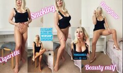 Elegant blonde milf, worship smoking MOV