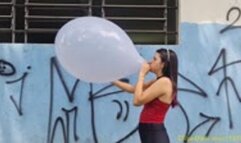 Laura Blow to Pop a 18-inch Chinese Balloon