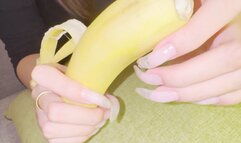 #62 - Natural bare nails jerking banana