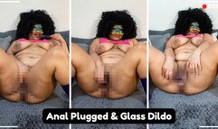 Anal Plugged & Glass Dildo