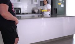 Stepdaughter Sucks Stepdad off to Hot Facial While Mom Cleans the Kitchen