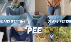 Tight Blue Jeans Wetting 4 Vids in 1