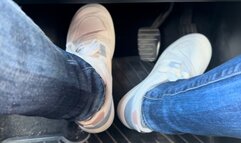 PEDAL PUMPING AND DRIVING FROM WORK IN WHITE SWEATY SNEAKERS - MOV MOB