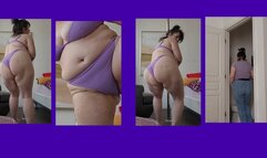 Pretty In Purple Pee in Tee n Jeans X Pole scene in Bikini