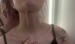 Emma plays with her neck, beauty of Emma's neck, drinks and eats, shows her neck - part two