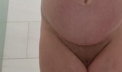 Heavily Pregnant Milf Shower And Pussy Shave