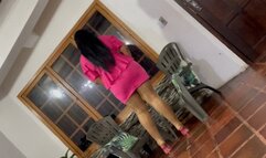 Balbina BBW Pantyhose Queen in Pink nice dress and shiny Pantyhose