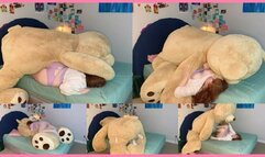 Step-Daddys Girl Struggling and Trapped Under Huge Teddy Bear