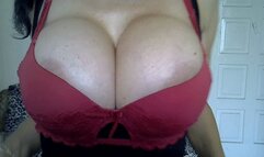 Red Bra black pantyhose