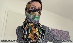 Lady Victoria Valente - Styling of fabric mask and headscarf, Joi