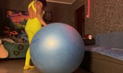 Jump on blue yoga ball