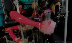 Latex barbie doll used for every hole by 3 dommes