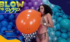 Beatriz Looner Mesmerizing Blow to Pop with a Vibrant U16" Orange Balloon - 4K