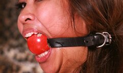 Gorgeous Veronica Single Sleeved & Strapped Up Tight with a HUGE Ball gag Strapped in Big, Sexy Filipino Mouth! RE ENCODE 2024