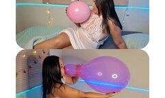 Naomi al despertar se sorprende con dos globos de bajo de su almohada y quiso inflar hasta explotar