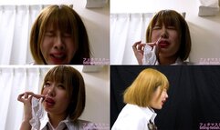 Momo Ninomiya - CLOSE-UP of Japanese cute girl SNEEZING