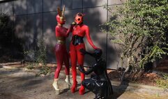 Shiny rubberdolls outdoor