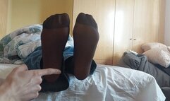 Amateur Black Nylon Socks Tickling