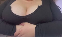 Black shirt boob tease