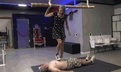 LILLI BAYLE - Destroying the human carpet - PART 1: BRUTAL trampling in sneakers, dick stomping, sneaker worship