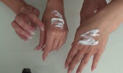 CREAM OF SPERM ON HANDS b