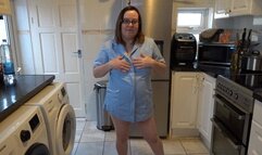 Naughty nurse stripping with no underwear