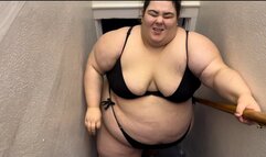 Disabled Fatty STRUGGLES up and down a NARROW flight of stairs — SSBBW Marigold — Immobile Feedee