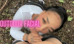 Outdoor facial then cum walk