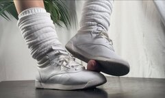 A Shoejob Date with a Cheerleader in Reebok Freestyle Sneakers and Slouch socks - CBT, Shoejob, Sneakerfetish and POV Views - Huge cumshot - slavecam only - 4k