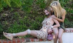 Enjoying A Walk In Her Yard, Noelle Nash Is Grabbed And Roped By No Good Hannah Thurman!