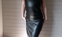 Farting in leather dress