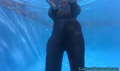 Carissa Dumond in the catsuit; an underwater strip tease of surprises