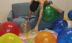 Masked twink mass balloons bursting