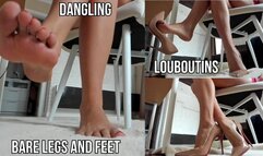 Bare legs and feet, legs in louboutins, dangling