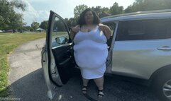 Public Park Waddle in a Tight White Dress