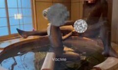 [VacMe] Couple both in Pantyhose handjob edging at Japanese hot spring