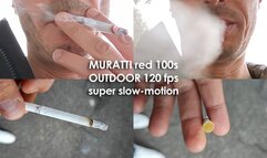 Smoking Muratti red 100s outdoor 261024 120fps SLOW